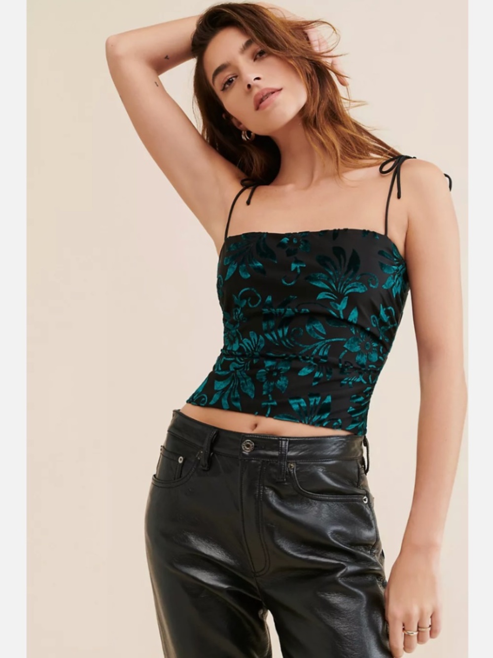NEW ANTHROPOLOGIE KOURT SNOW CALICO VELVET CAMI